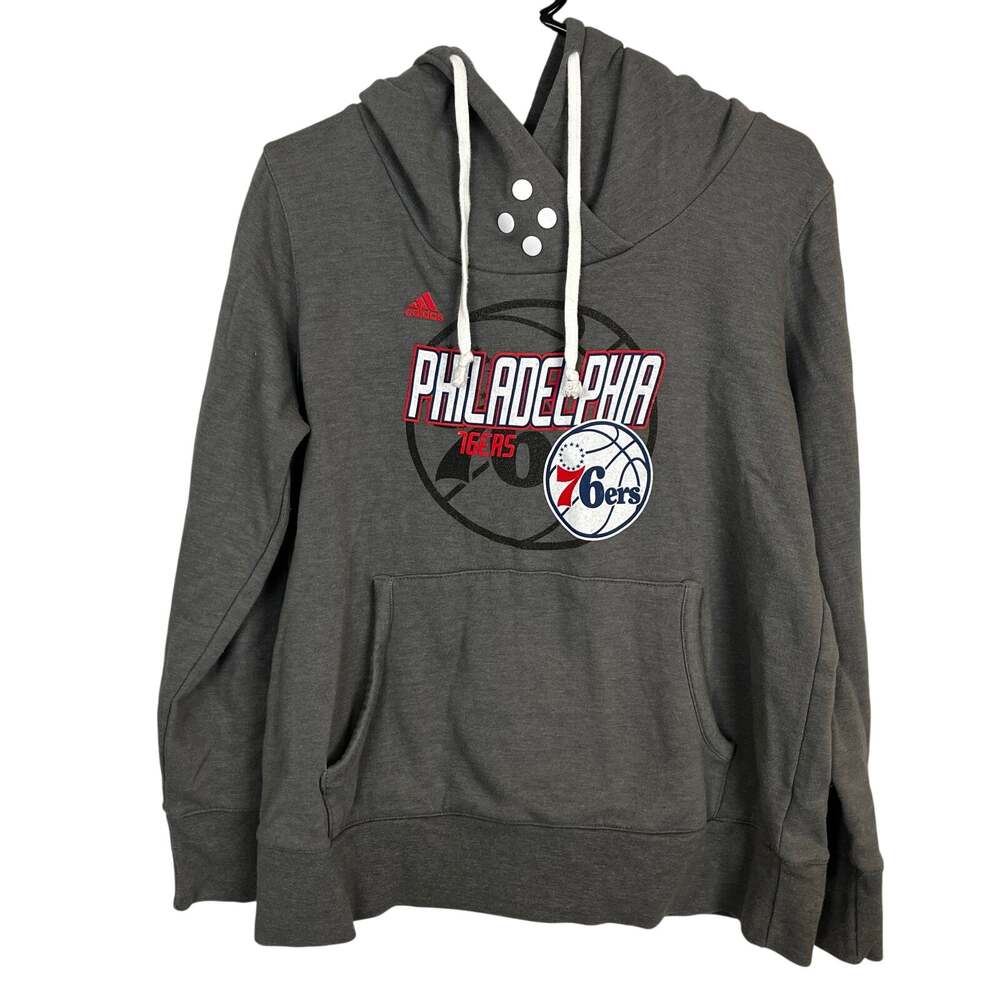 Philadelphia 76ers NBA Basketball Adidas Sweatshirt Hoodie Snaps